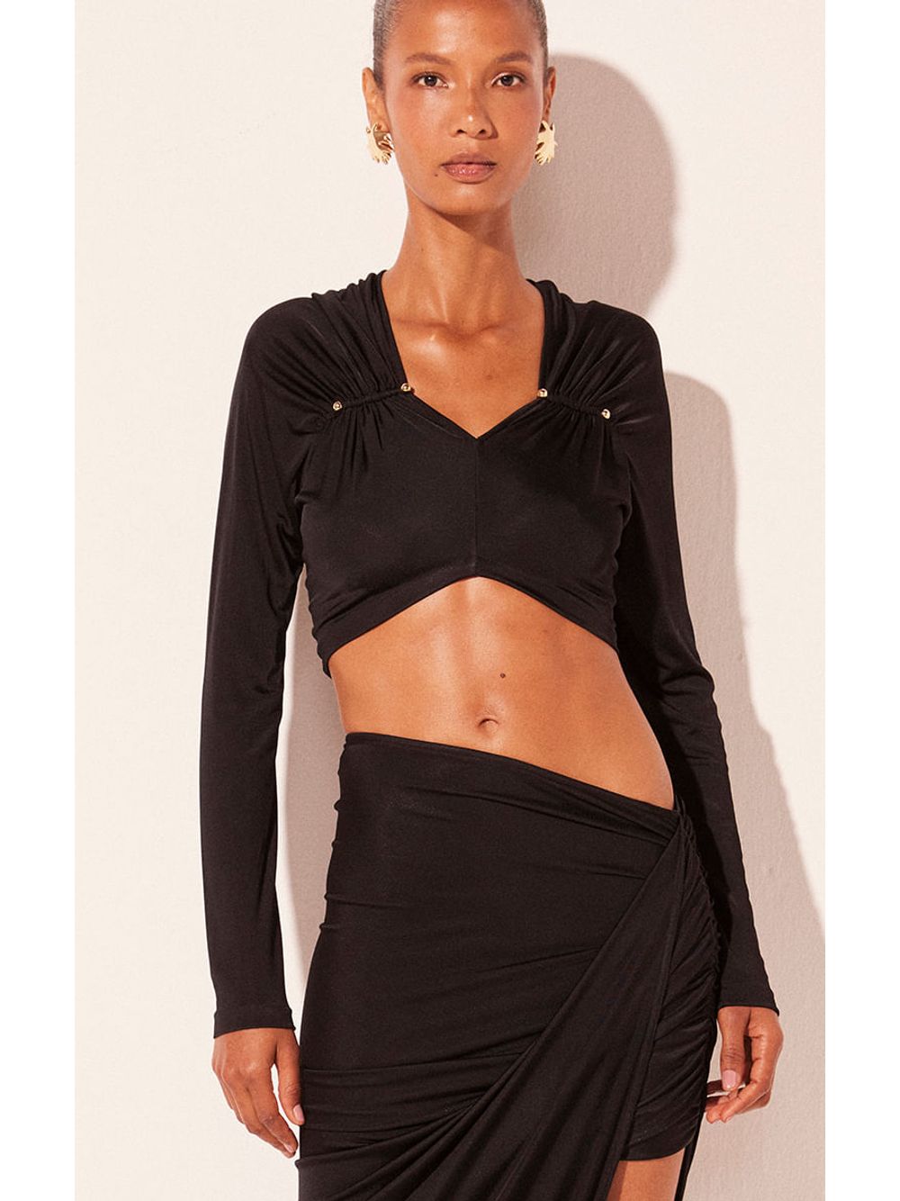Água de Coco — Blusa Cropped Positano Preto