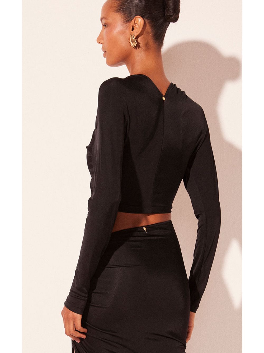 Água de Coco — Blusa Cropped Positano Preto