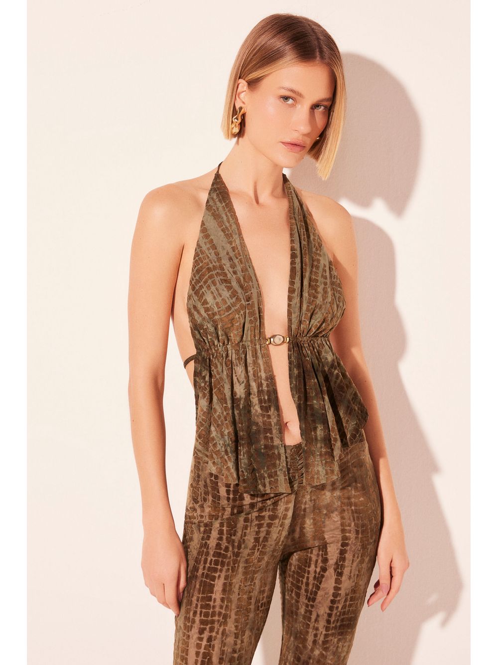 Água de Coco — Blusa Frente Única Croco Verde