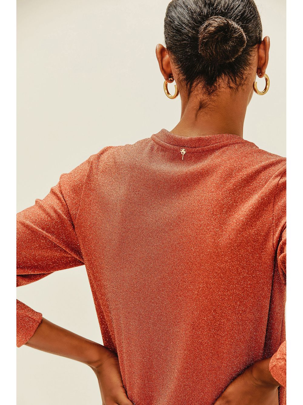 Água de Coco — Blusa Manga Longa Moletom Lurex Barro