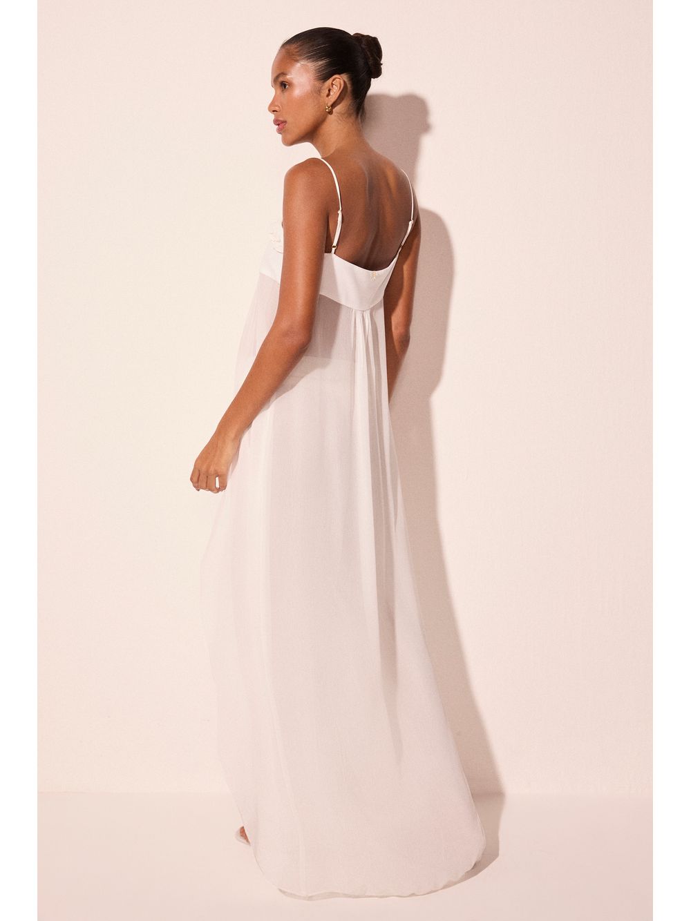 Água de Coco — Tunica Longa Alças Com Babado Limoneto Off White