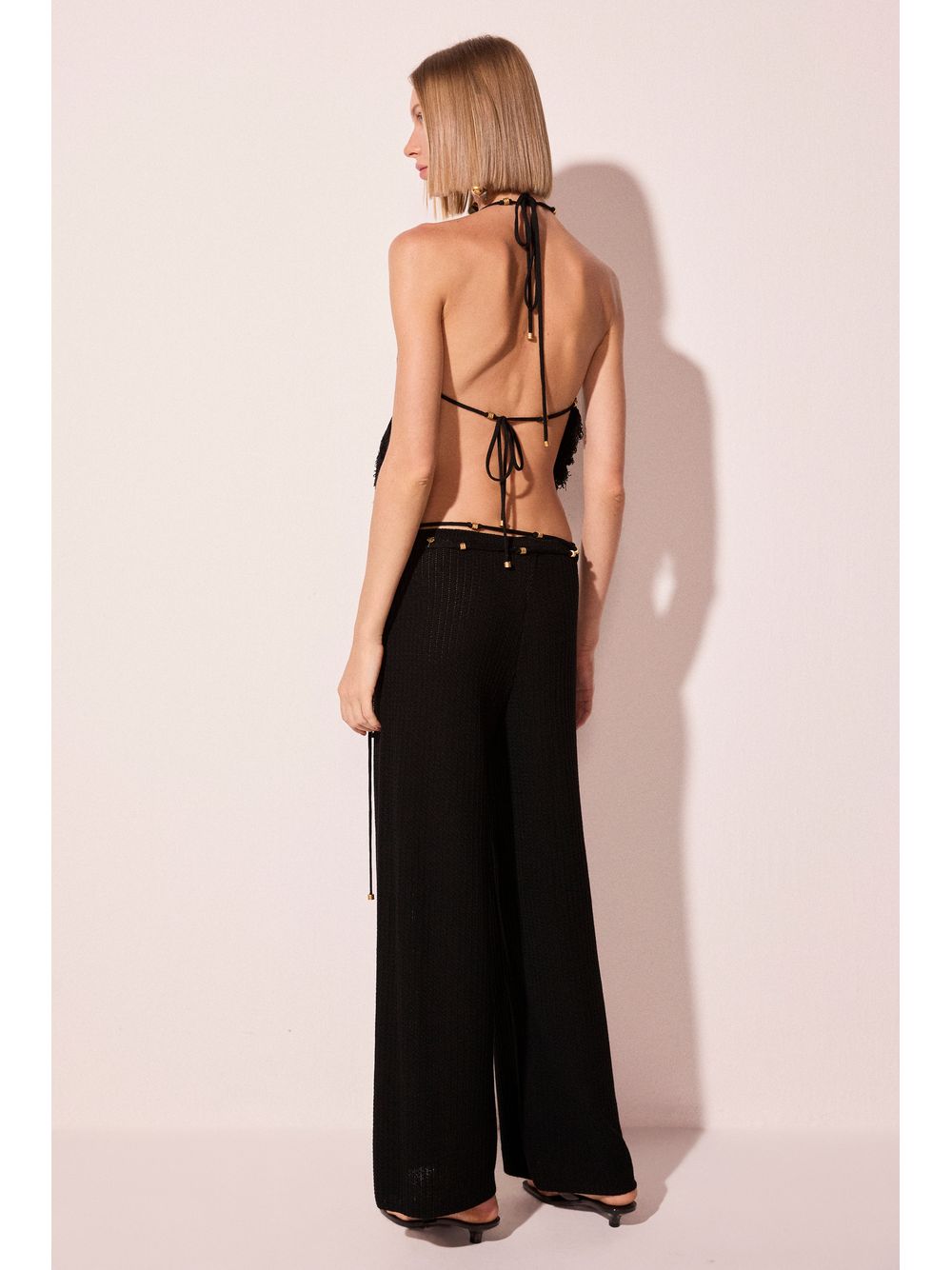 Água de Coco — Calça Reta Com Aviamento Tulum Preto