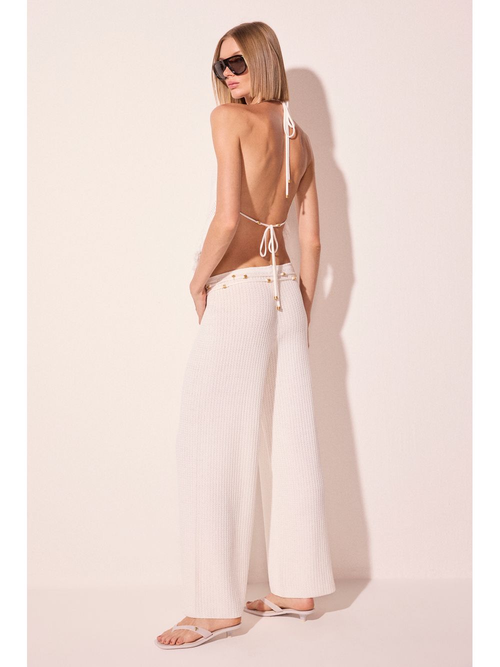 Água de Coco — Calça Reta Com Aviamento Tulum Off White