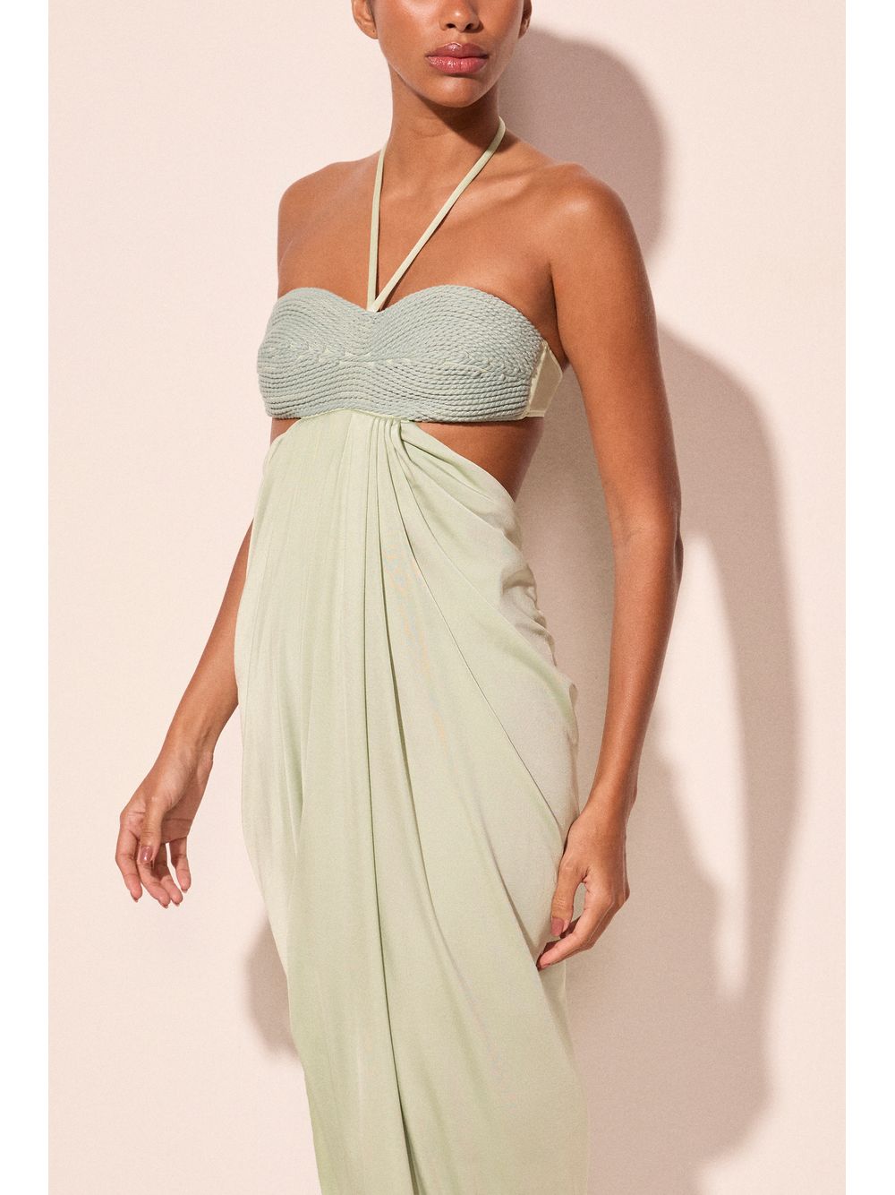 Água de Coco — Vestido Longo Com Detalhe Pescara Verde