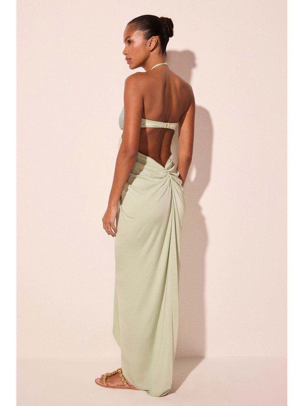 Água de Coco — Vestido Longo Com Detalhe Pescara Verde