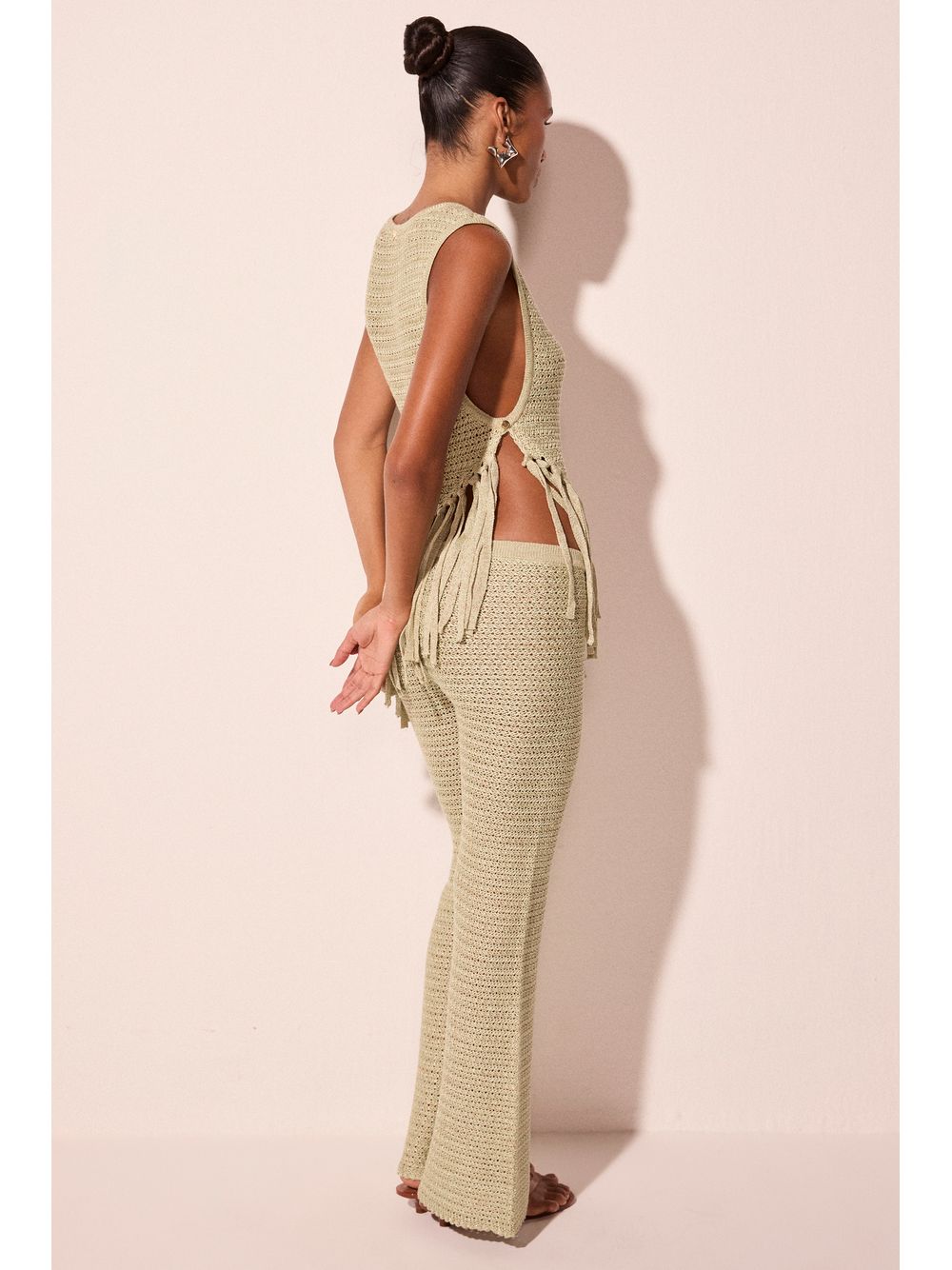 Água de Coco — Calça Reta Tricô Sirena Verde