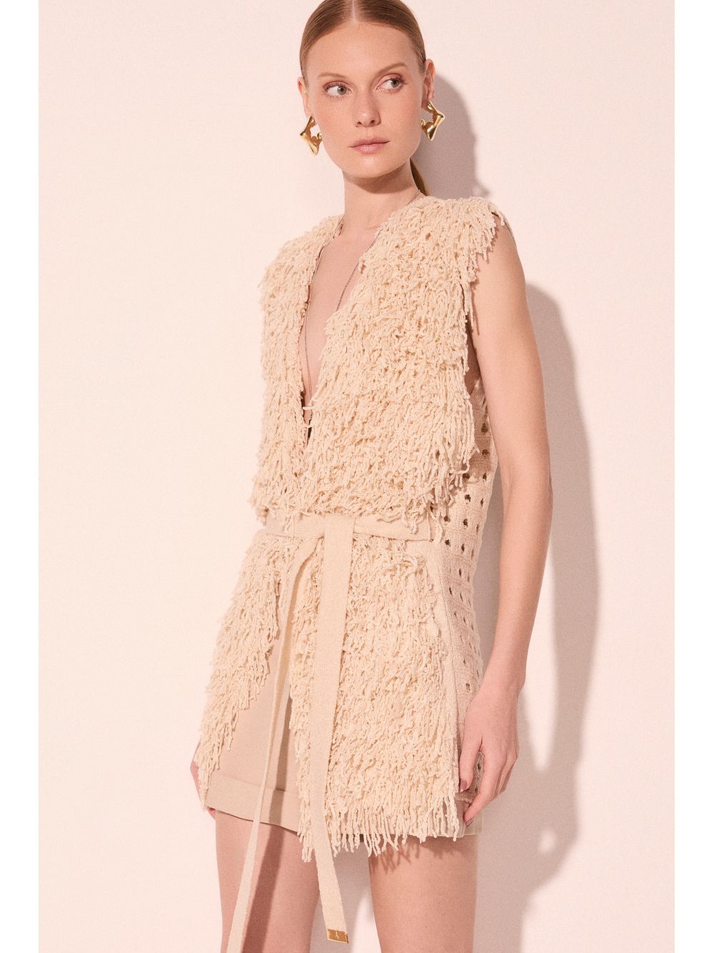 Água de Coco — Colete Curto Centeio Off White