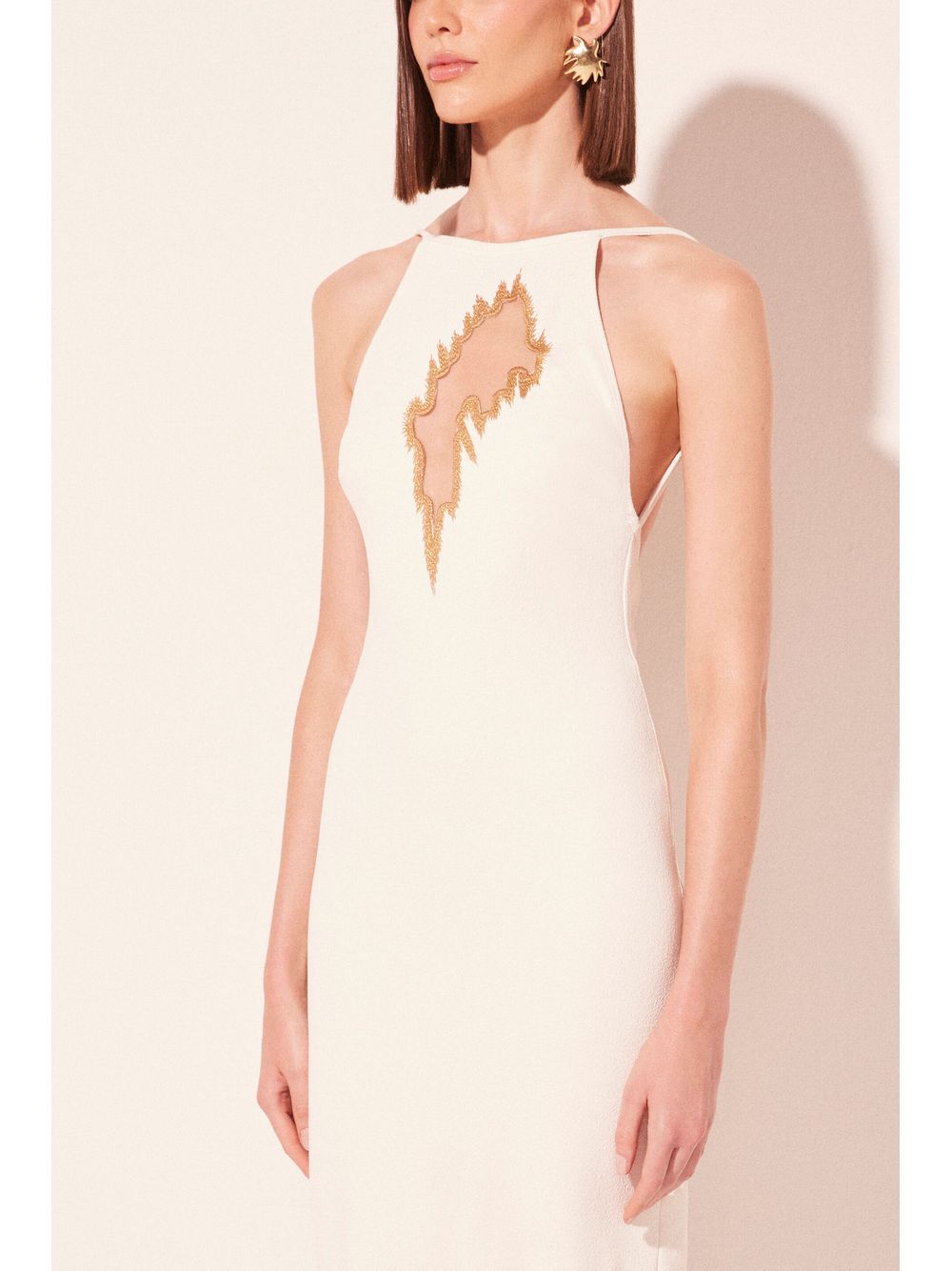 Água de Coco — Vestido Midi Chacal Bordado Branco
