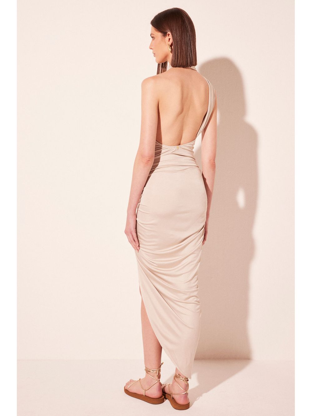 Água de Coco — Vestido Midi Positano Bege