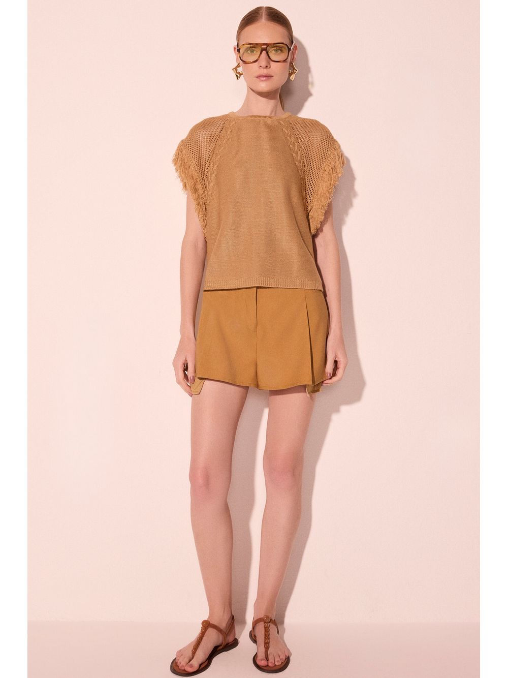 Água de Coco — Blusa Manga Curta Nácar Bege