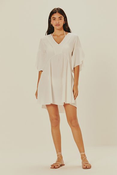 Vestido Curto com Babados Liso Clássico