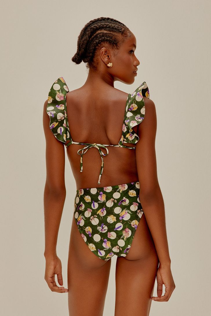 Biquíni Calcinha Hot Pants Cavada Flores Secas costas