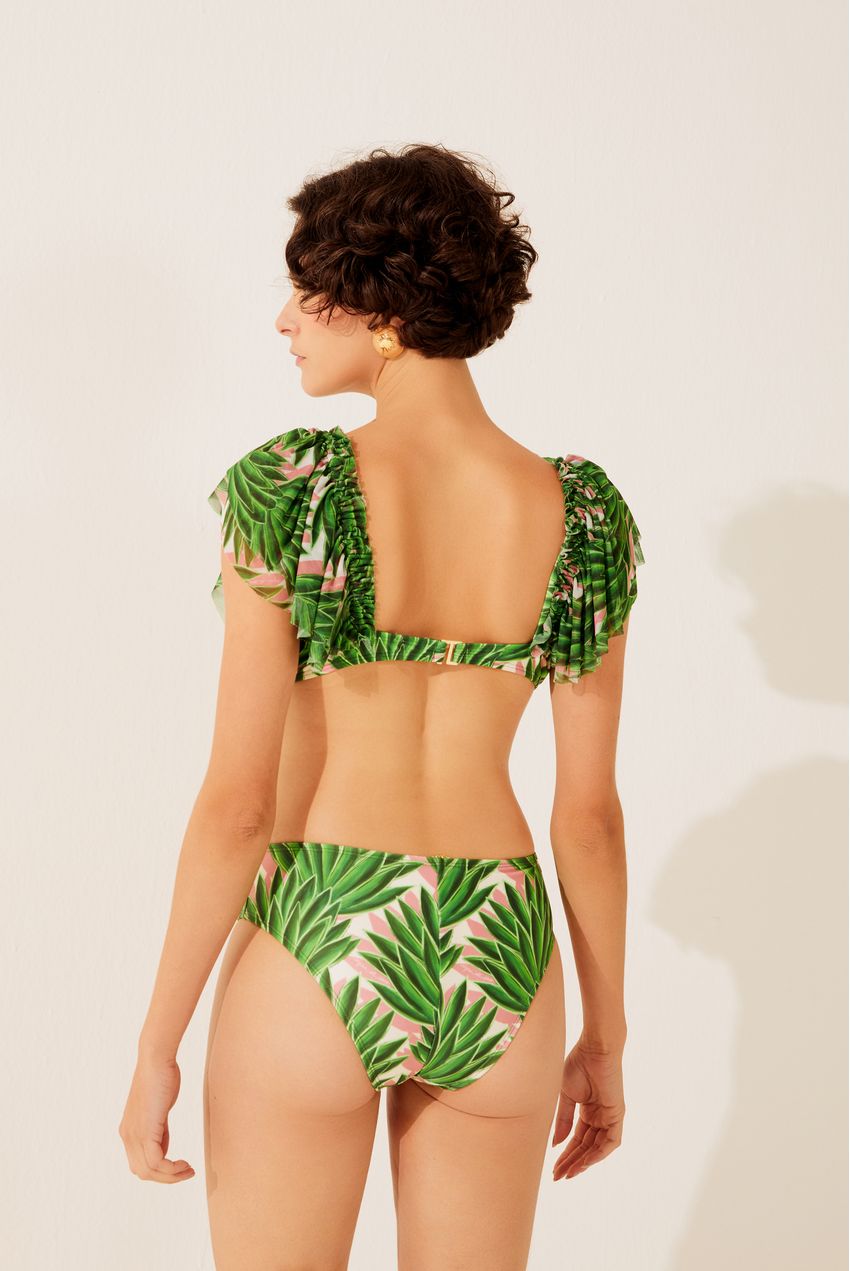 Women Swimwear Bikini Set Ruffle Crop Tops High Waist Shorts Set Maiô Maiô  Maiô