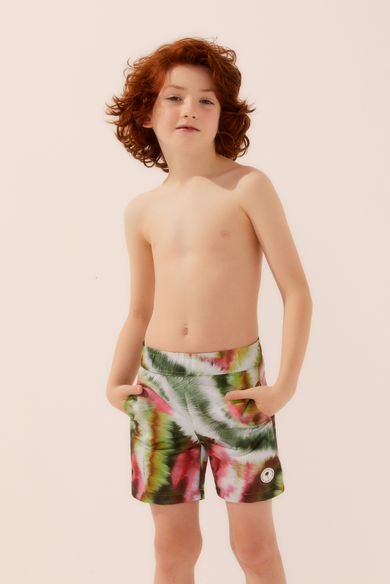 Short Infantil Praia Tie Dye Botânico