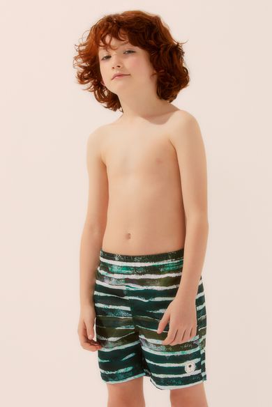Short Infantil Praia Listras Abstratas