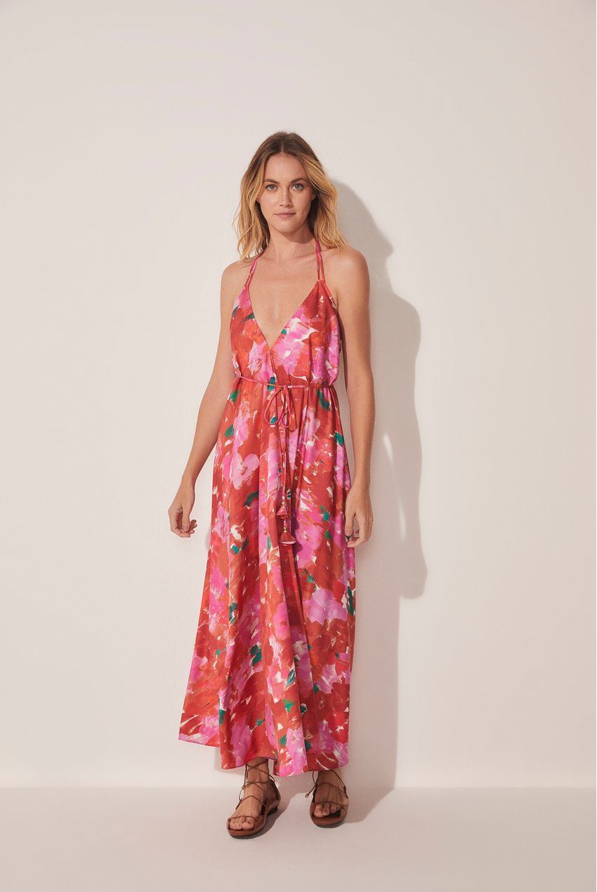 Vestido floral,longo e super deslumbrante para arrasar nos finais