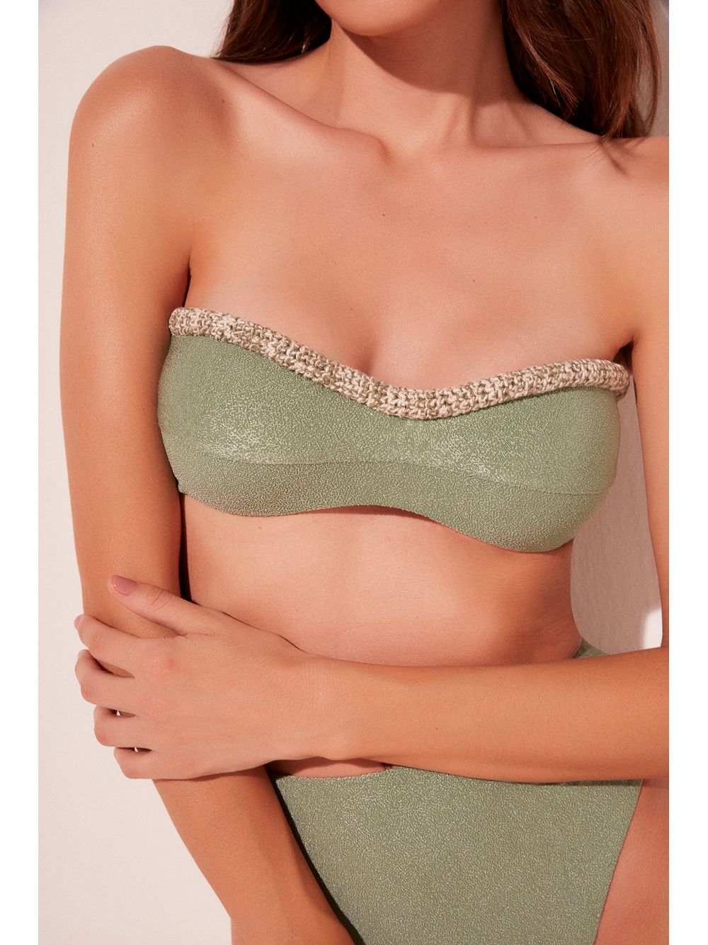 Água de Coco — Biquíni Top Faixa e Calcinha Hot Pants Cavada Sálvia
