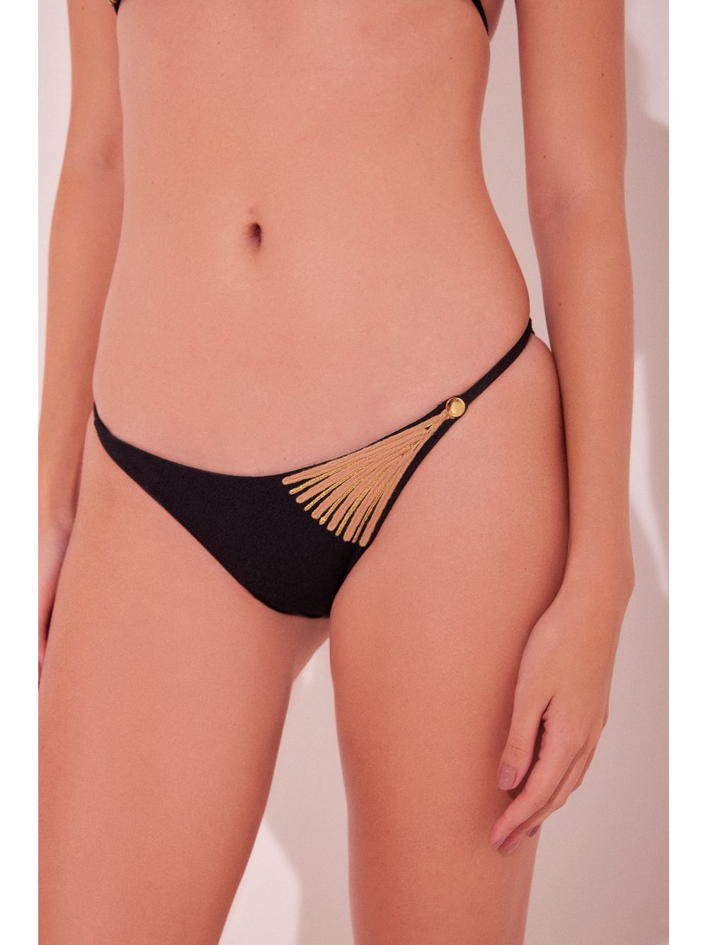 Água de Coco — Biquíni Top Cortininha e Calcinha  Lateral Fina Cordas Preto