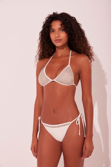 Biquíni Calcinha Lacinho Poá Off White