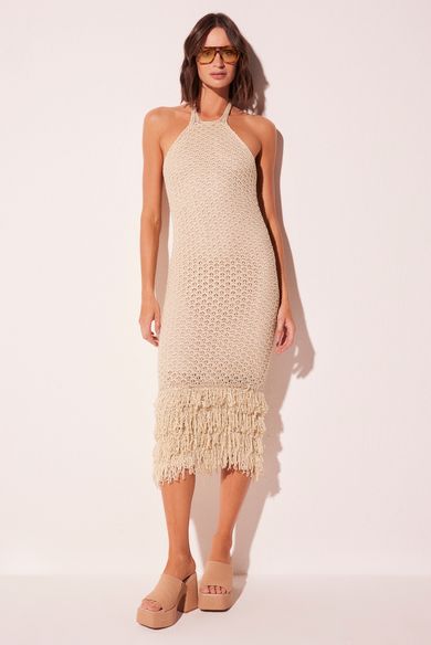 Vestido Midi Voz Bege