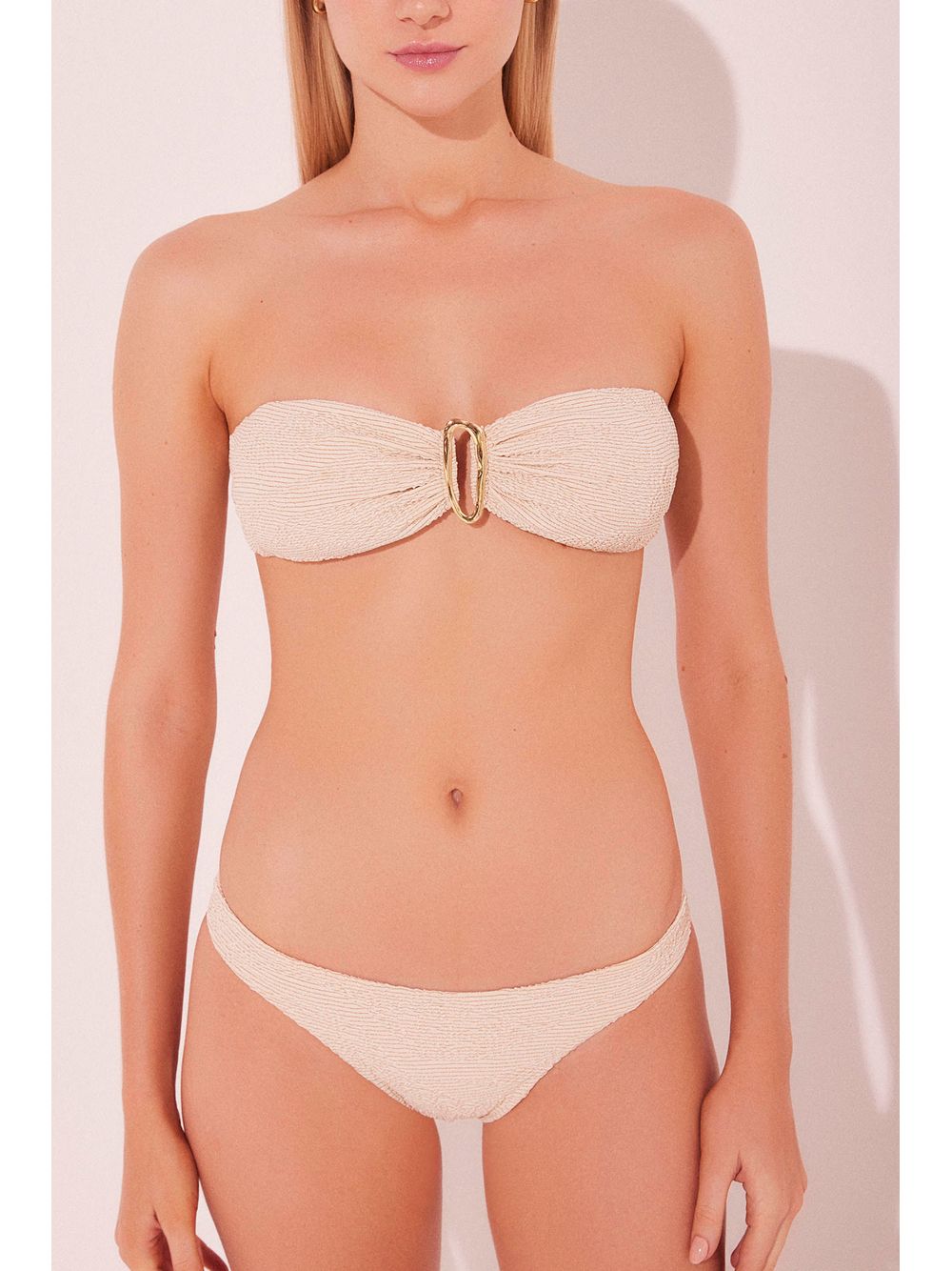 Água de Coco — Biquíni Sutiã Faixa Textura Off White