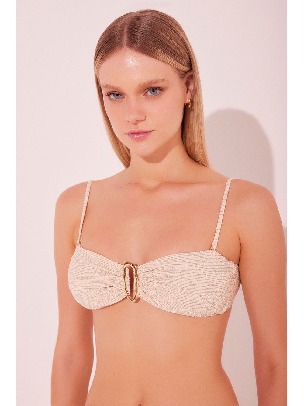 Água de Coco — Biquíni Sutiã Faixa Textura Off White