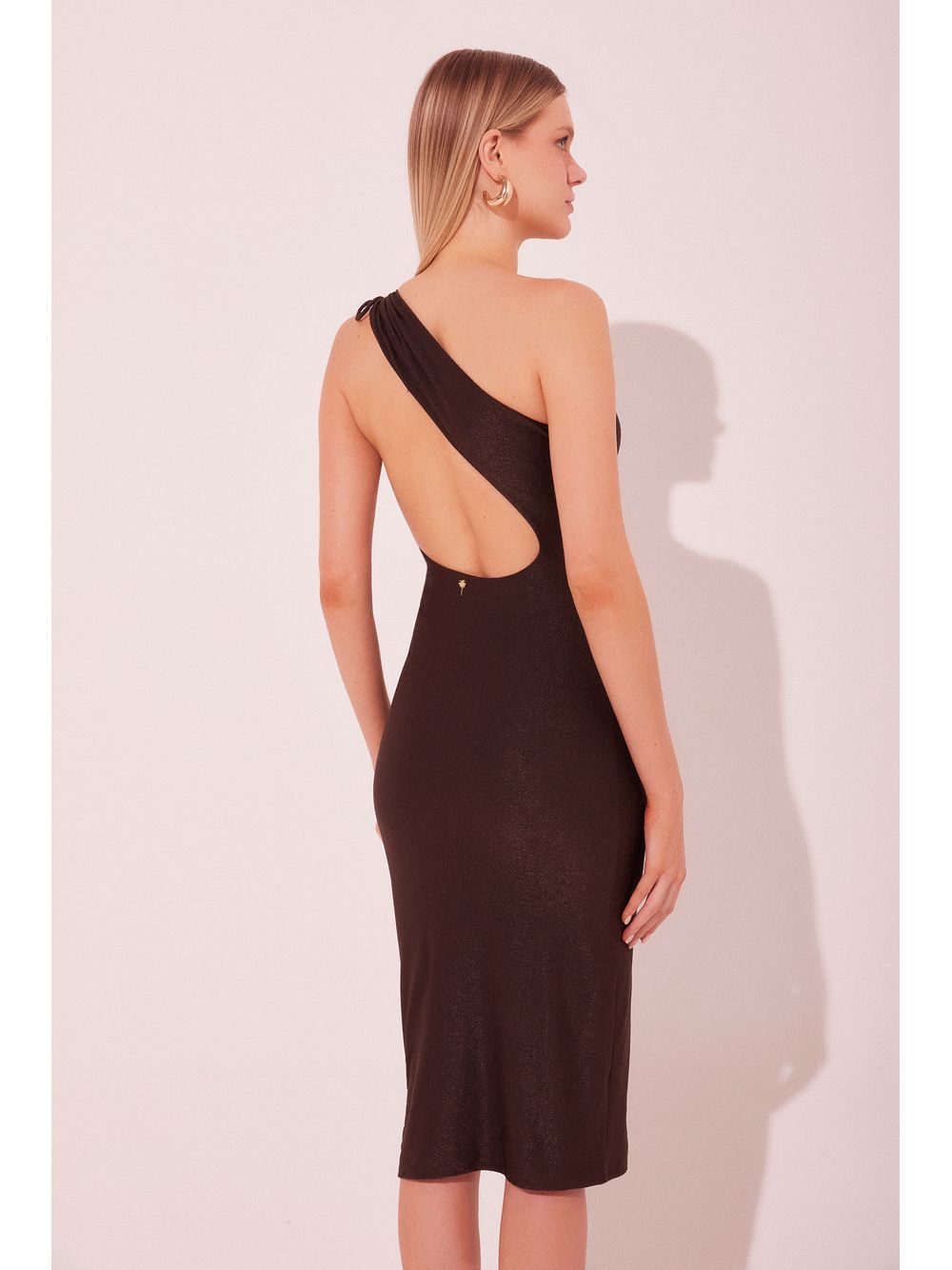 Água de Coco — Vestido Midi Damasco Marrom