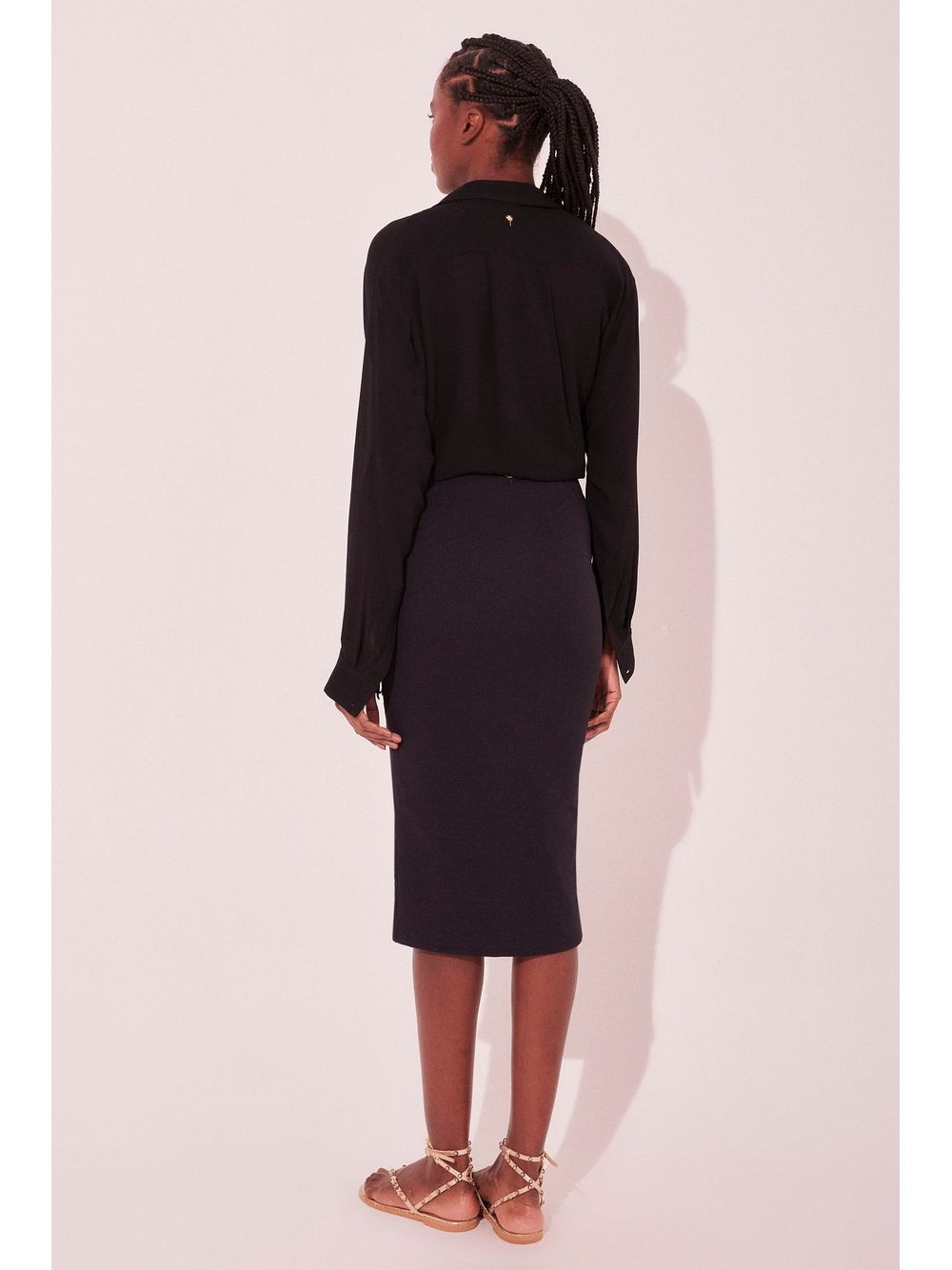 Água de Coco — Saia Midi Cordas Preto