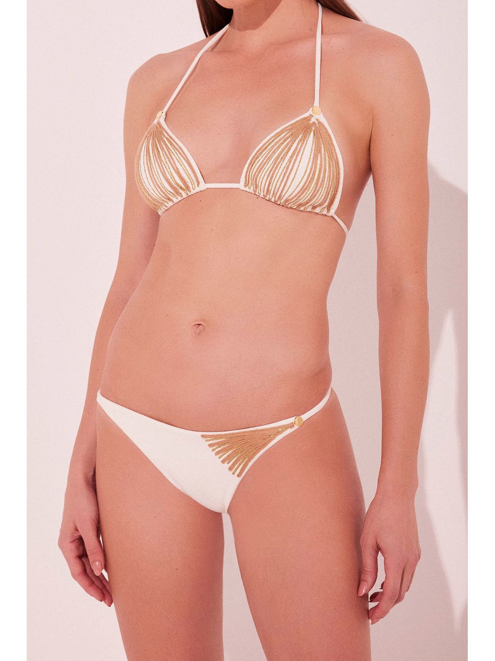 Água de Coco — Biquíni Calcinha Lateral Fina Cordas Off White