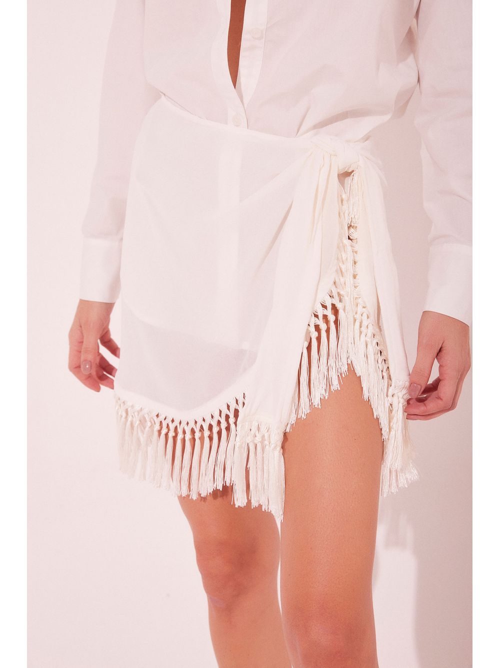 Água de Coco — Saia Curta Coco Ralado Off White