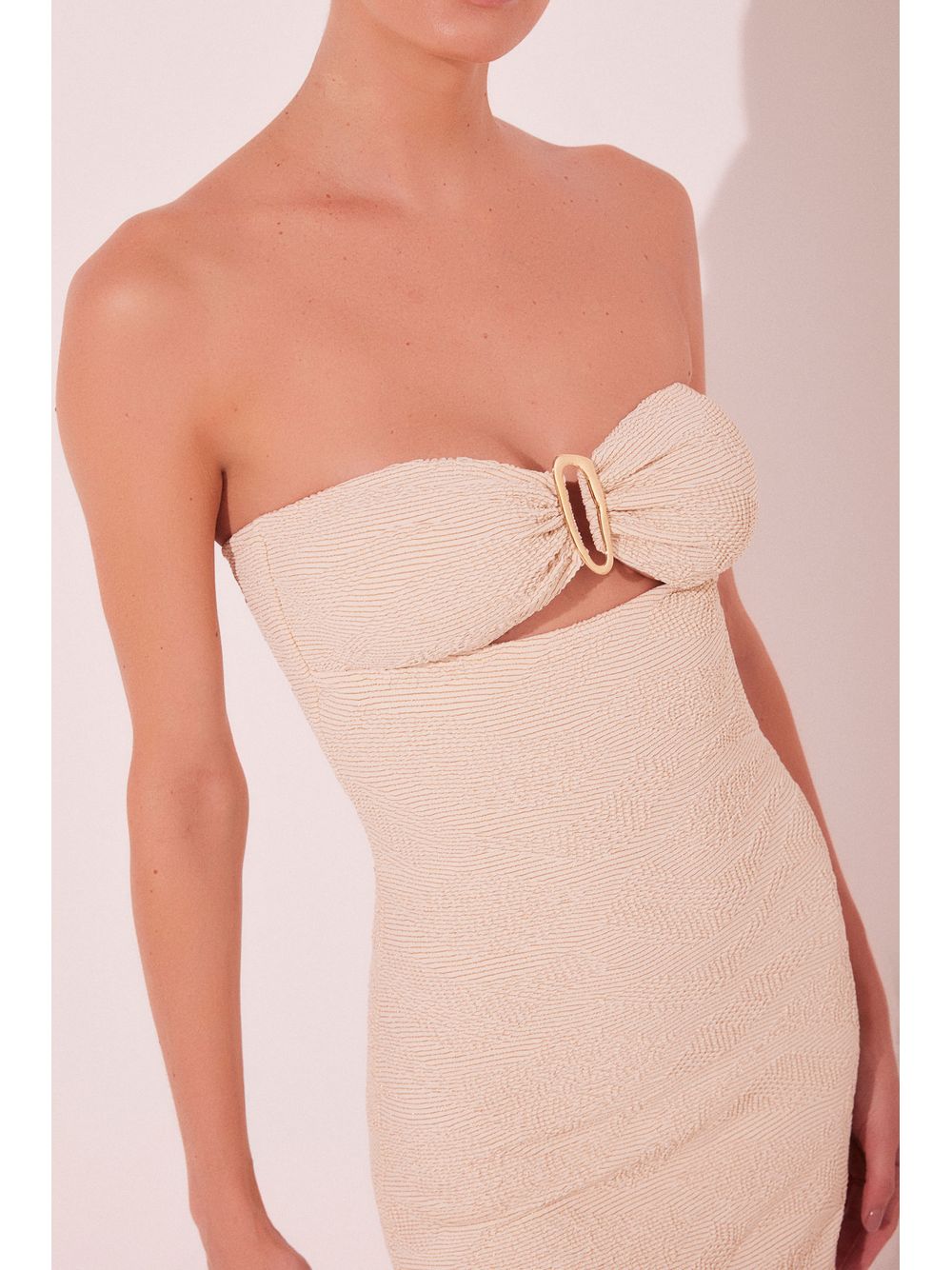 Água de Coco — Vestido Midi Textura Off White