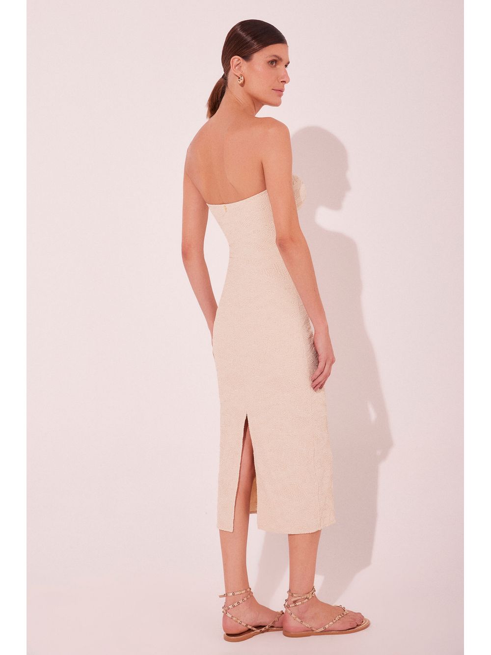 Água de Coco — Vestido Midi Textura Off White