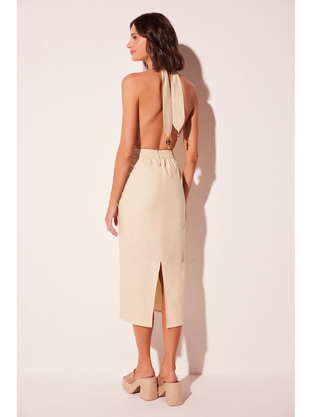 Água de Coco — Vestido Midi Sereno Bege