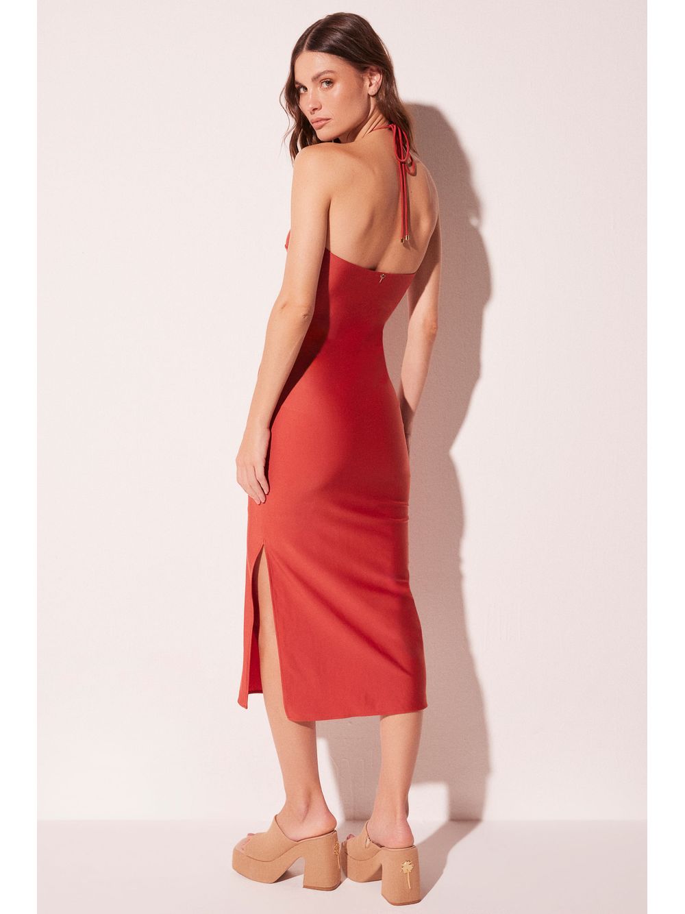 Água de Coco — Vestido Midi Terracota