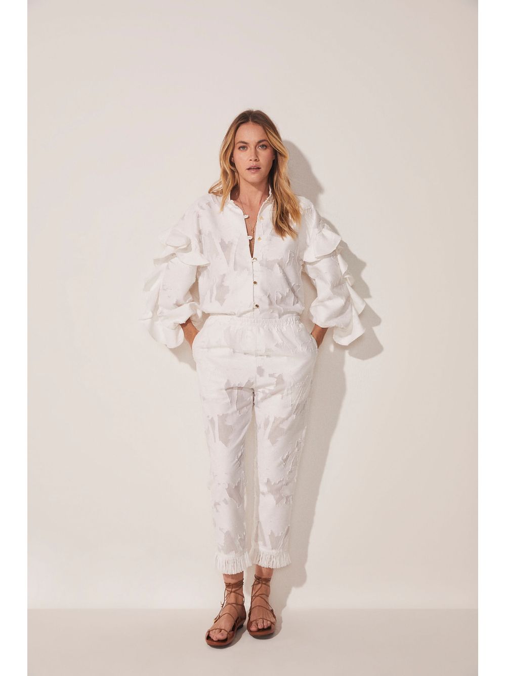 Água de Coco — Calça Reta Coqueiro Jacquard
