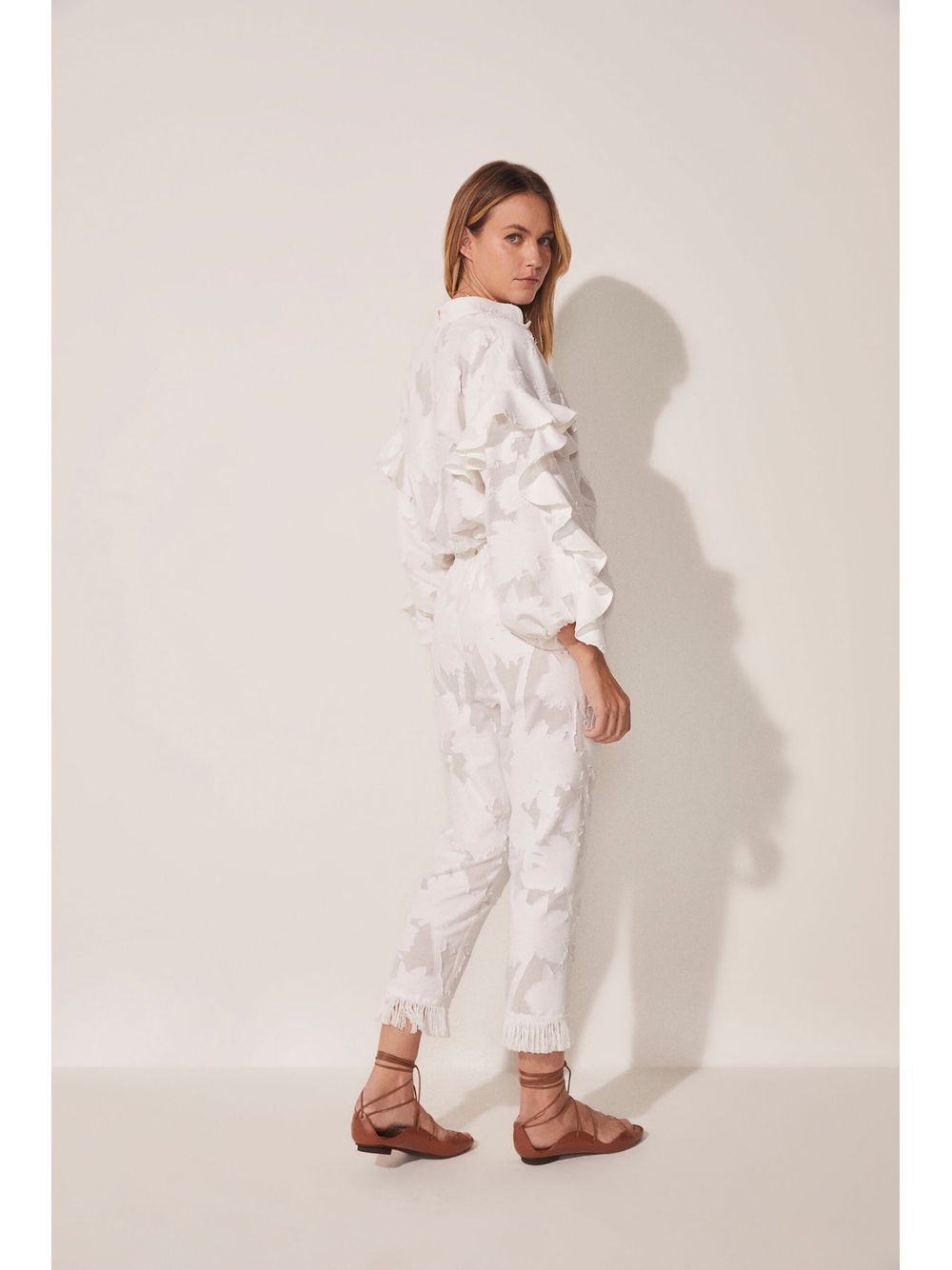Água de Coco — Calça Reta Coqueiro Jacquard
