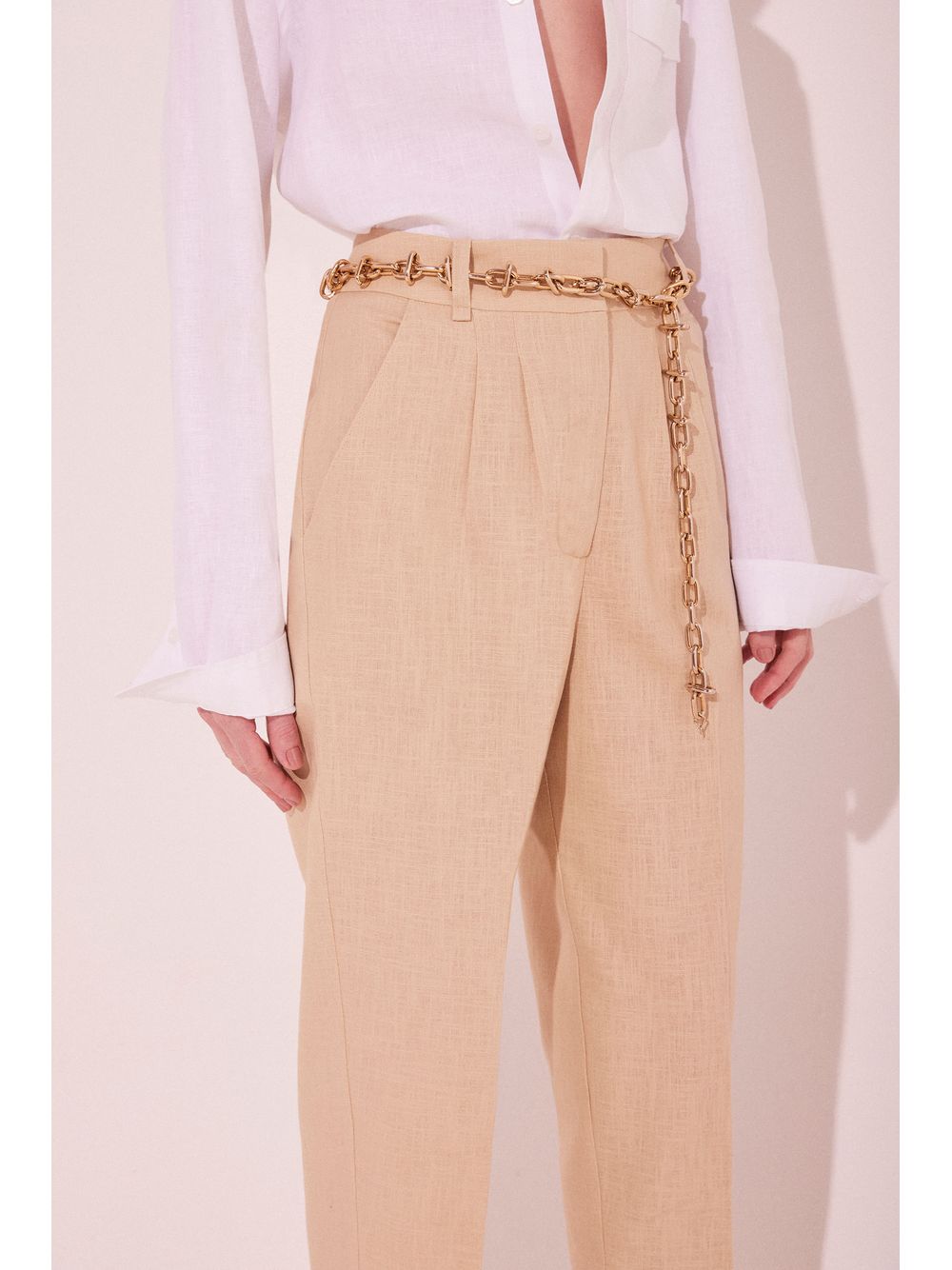 Água de Coco — Calça Slim Fit Gaia Bege