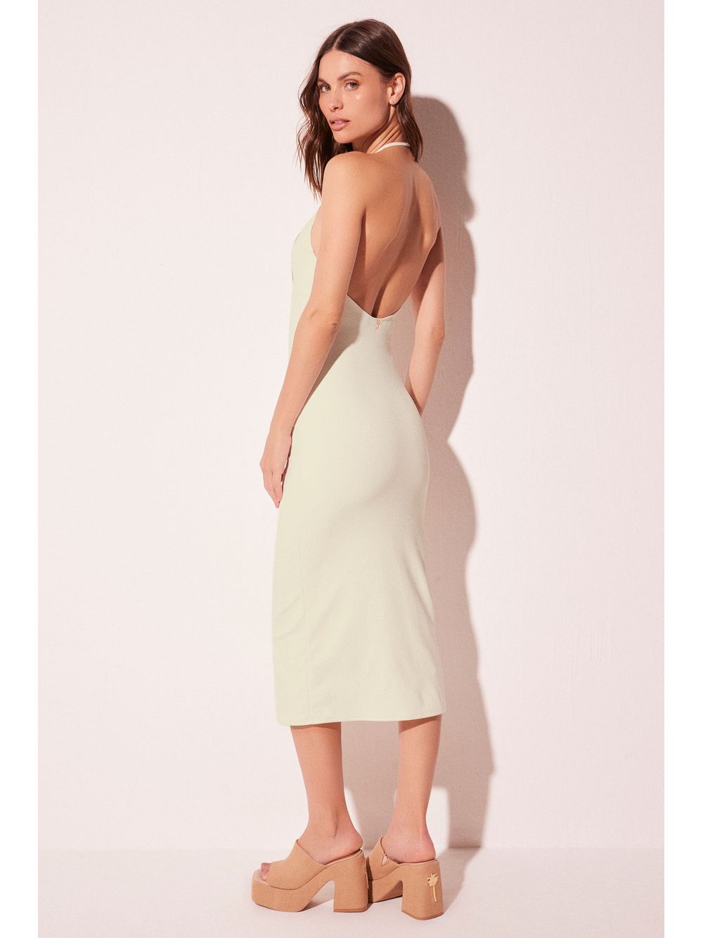Água de Coco — Vestido Midi Palmeira Bordada