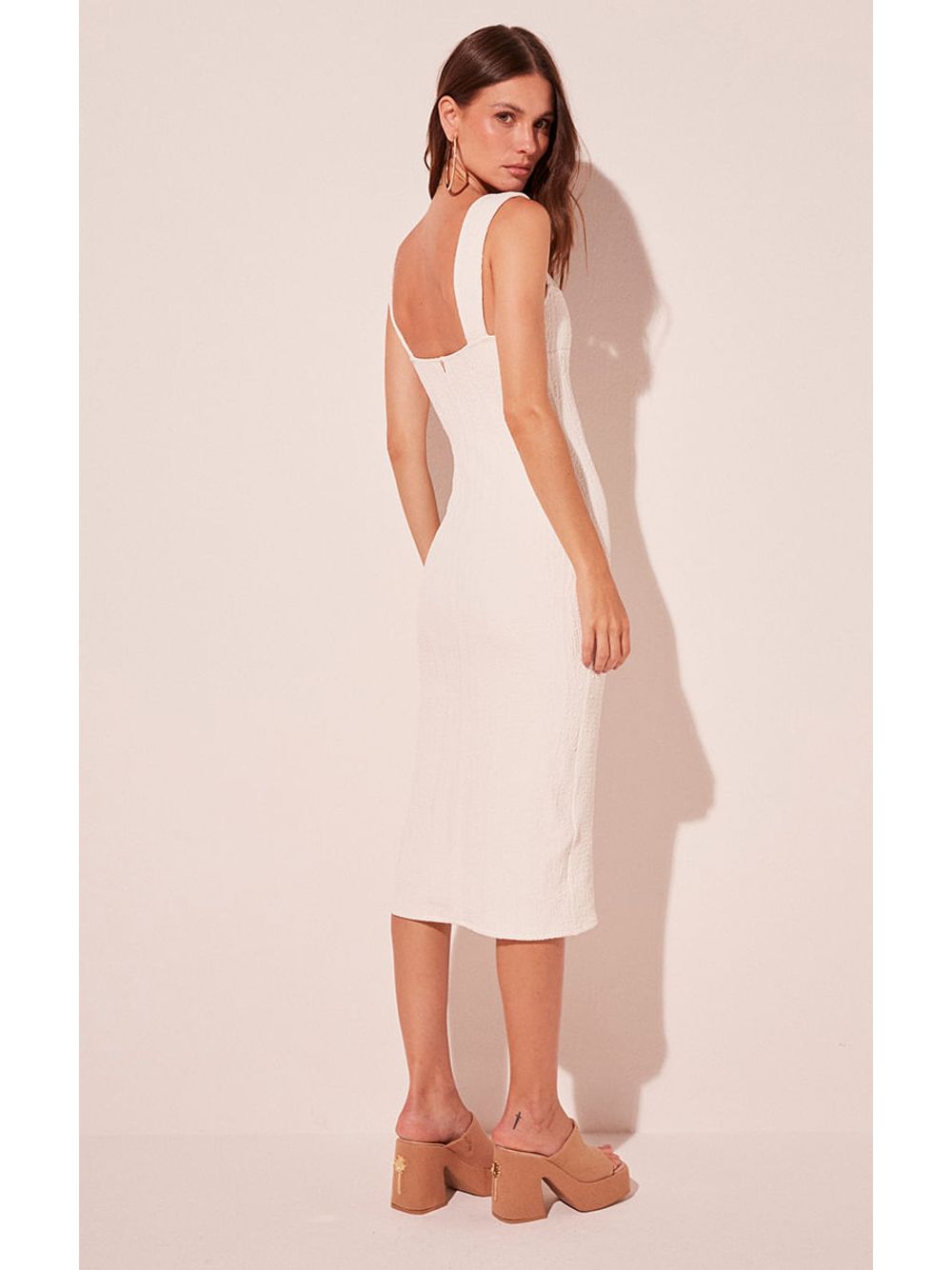 Água de Coco — Vestido Midi Bromélia Off White
