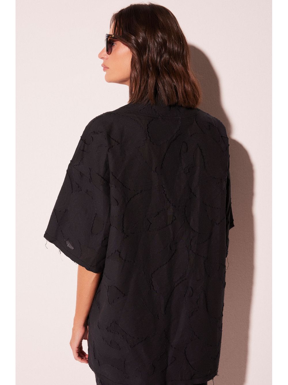 Água de Coco — Capa Kimono Curto Jacquard Cashmere