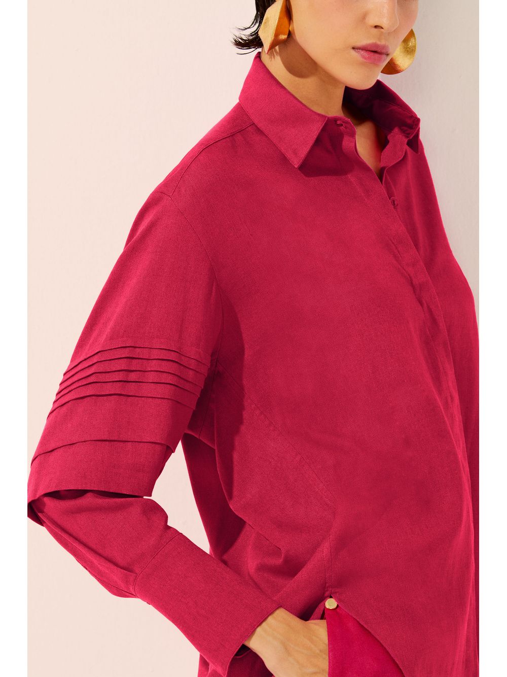Água de Coco — Camisa Manga Longa Pregueada Cerejeira Rústica