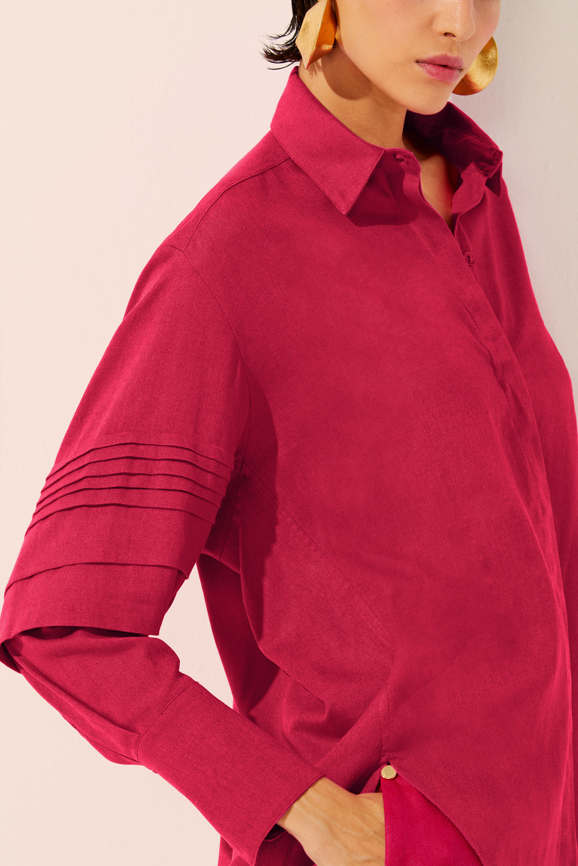 Camisa Manga Longa Pregueada Cerejeira Rústica - aguadecoco