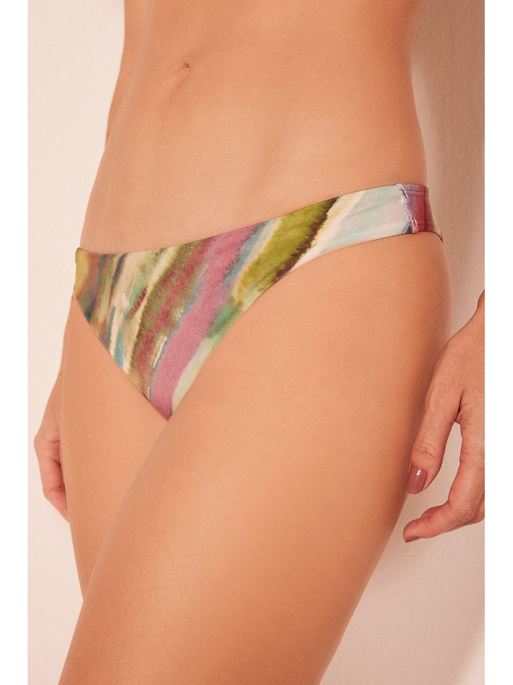 Água de Coco — Biquíni Calcinha Lateral Média Listrado Fluor